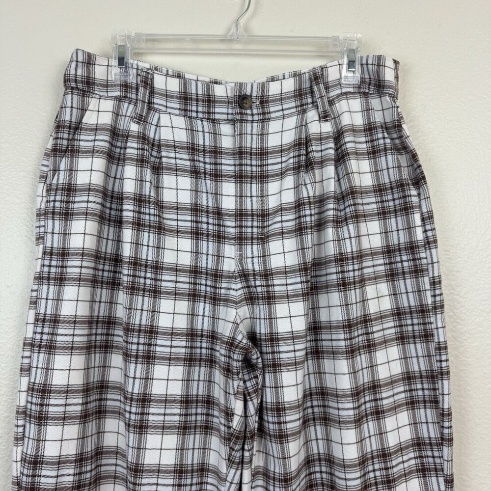 Hollister Ultra High Rise Vintage Baggy Pants Plaid Flannel Brown 13S W31 - Picture 2 of 16